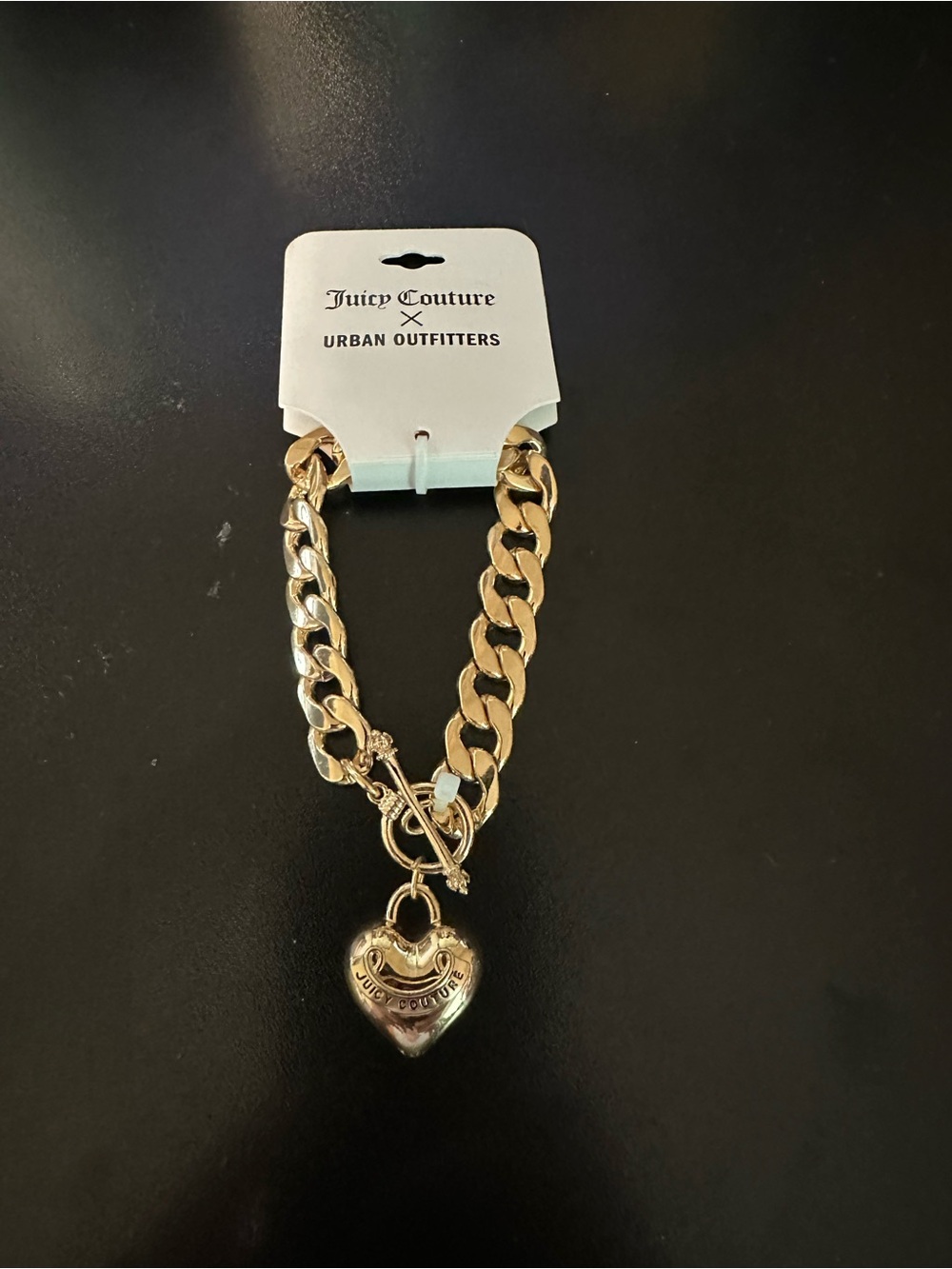 Juicy Couture Gold Heart Toggle Charm Bracelet -